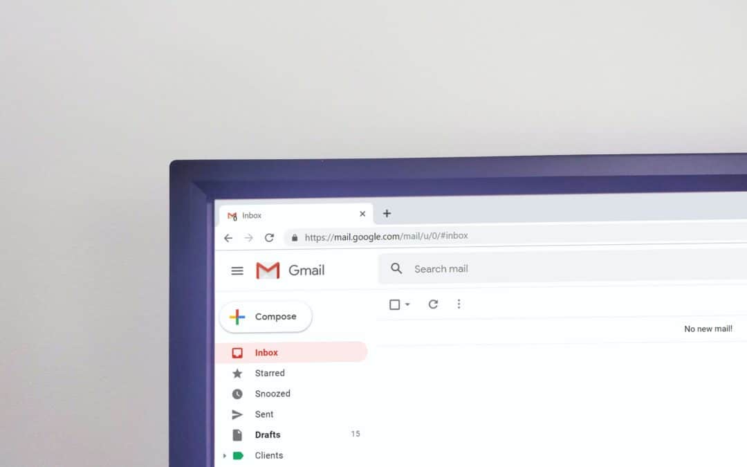 The Corner of a Laptop Screen featuring the Gmail logo