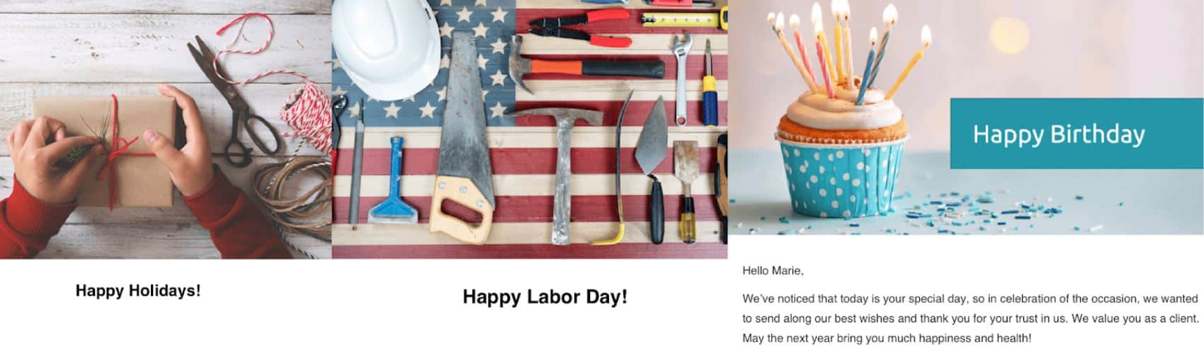 examples of automating anniversary and holiday emails