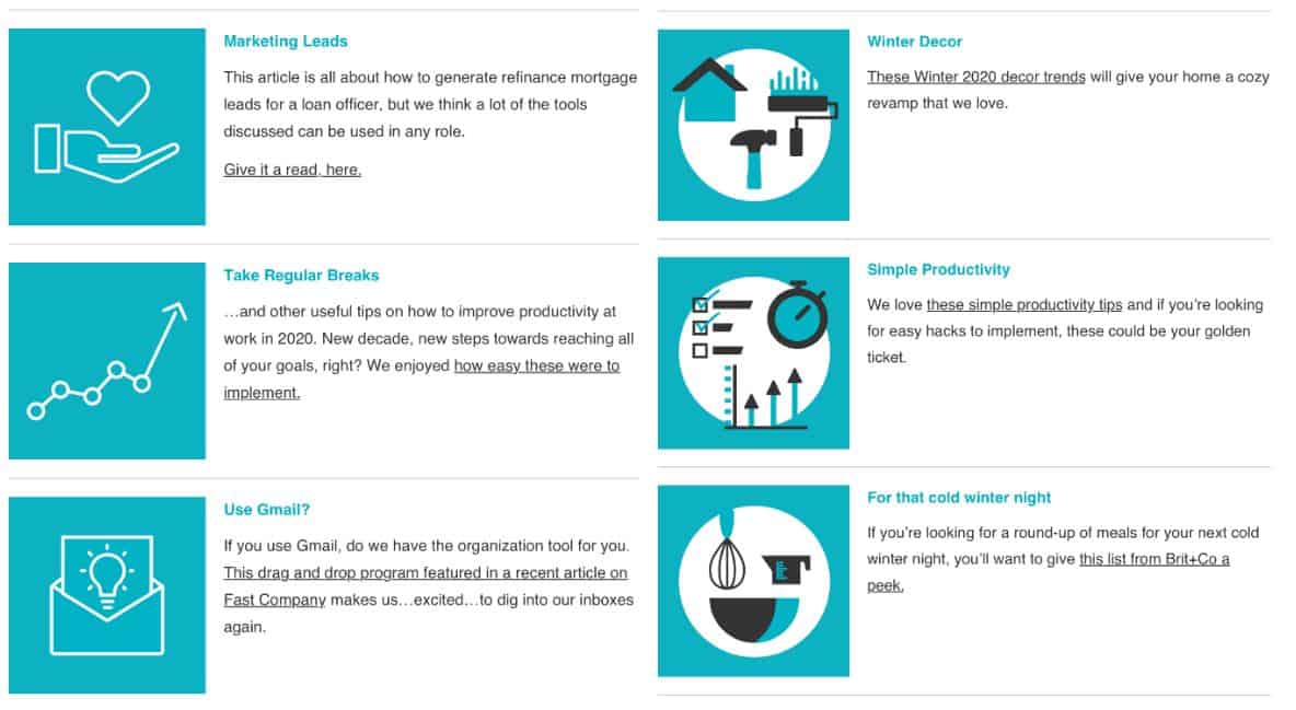 marketing newsletter example for a/b audience